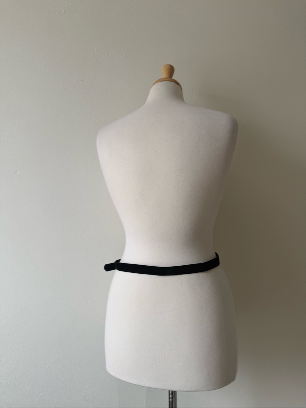Y2K Black Velvet Skinny Belt | Silver Buckle | High Waist - Picture 3 of 5